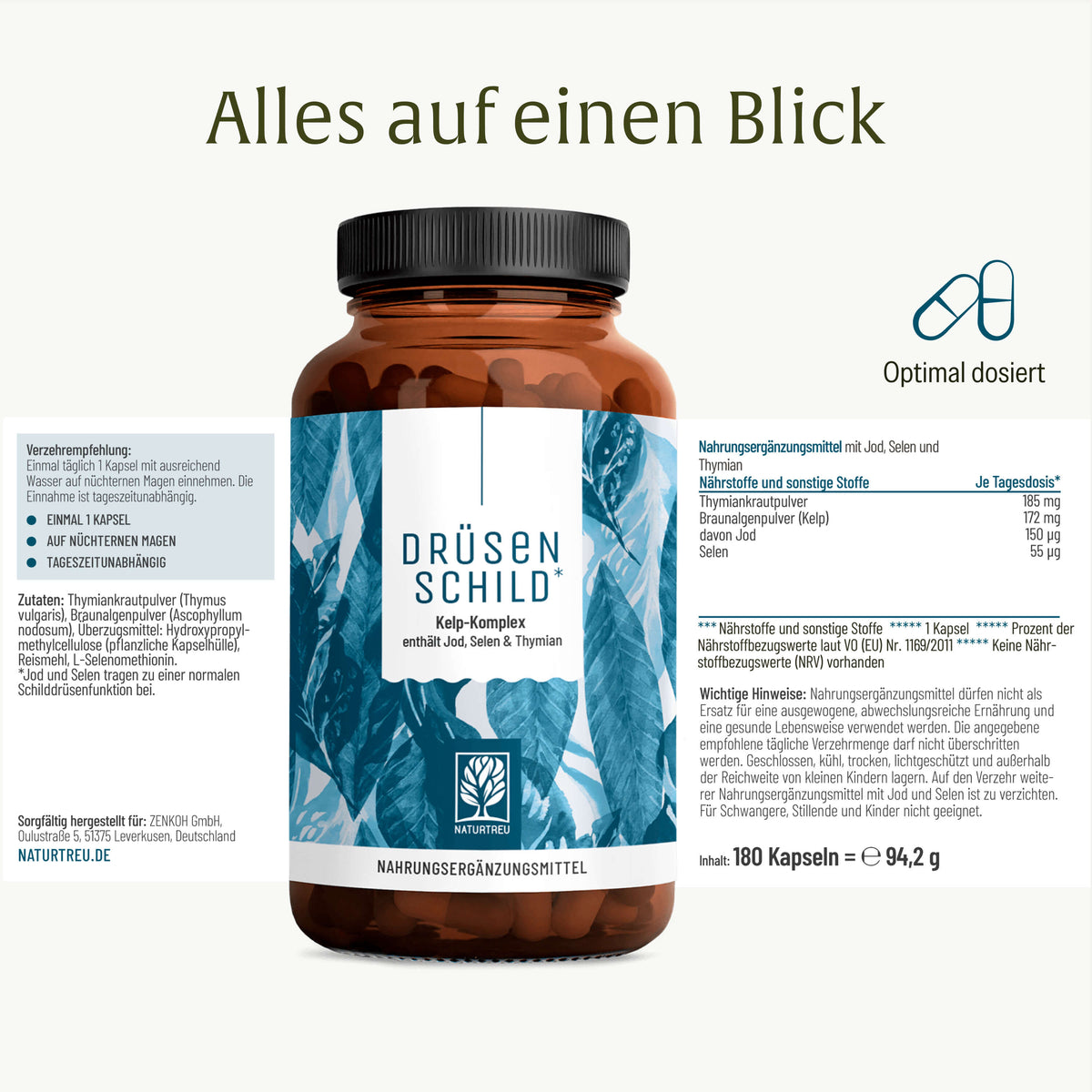 Druesenschild Kelp-Komplex Jod Etikett