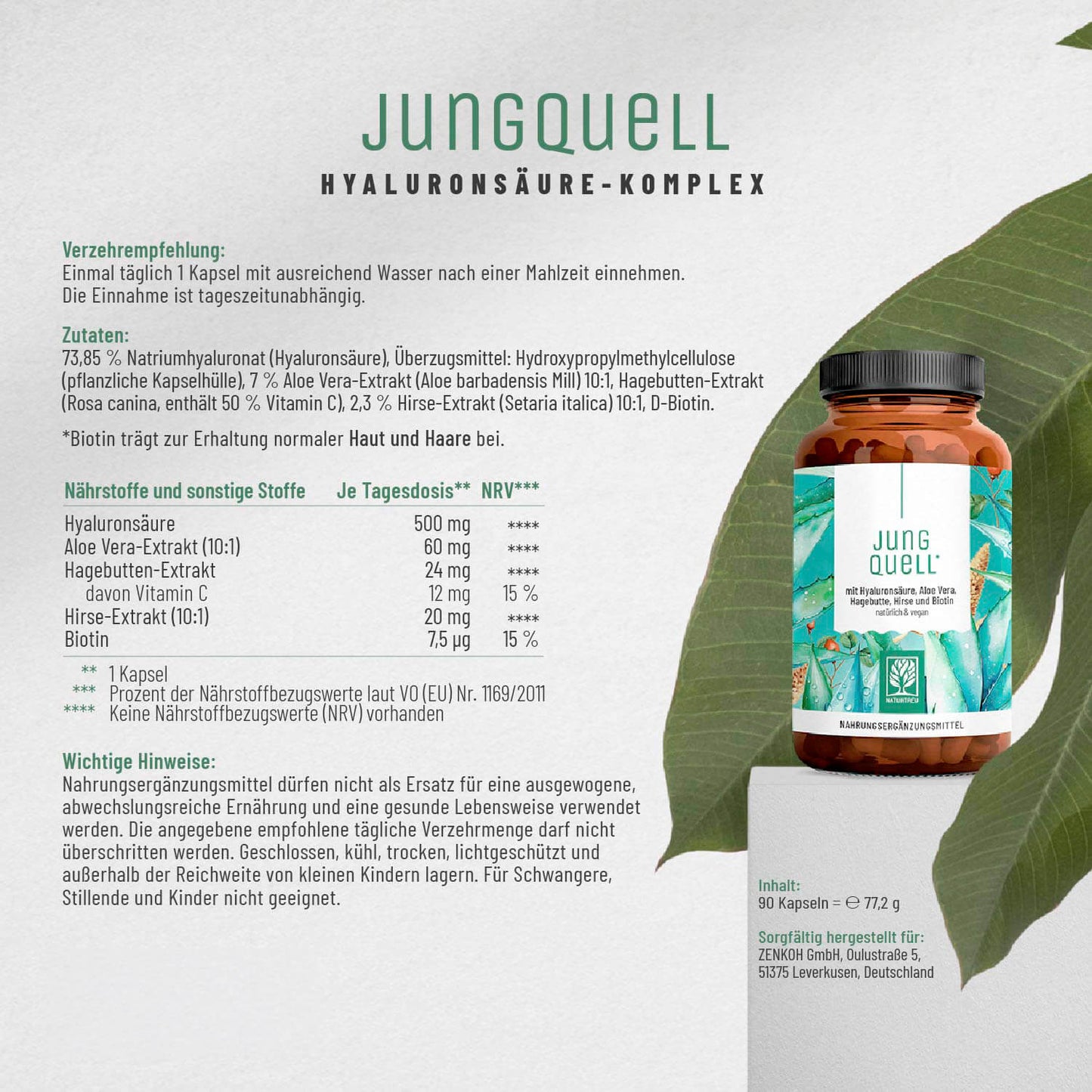 Jungquell mit-Hyaluronsaeure-Aloe-Vera-Hagebutte-Hirse-Biotin Etikett