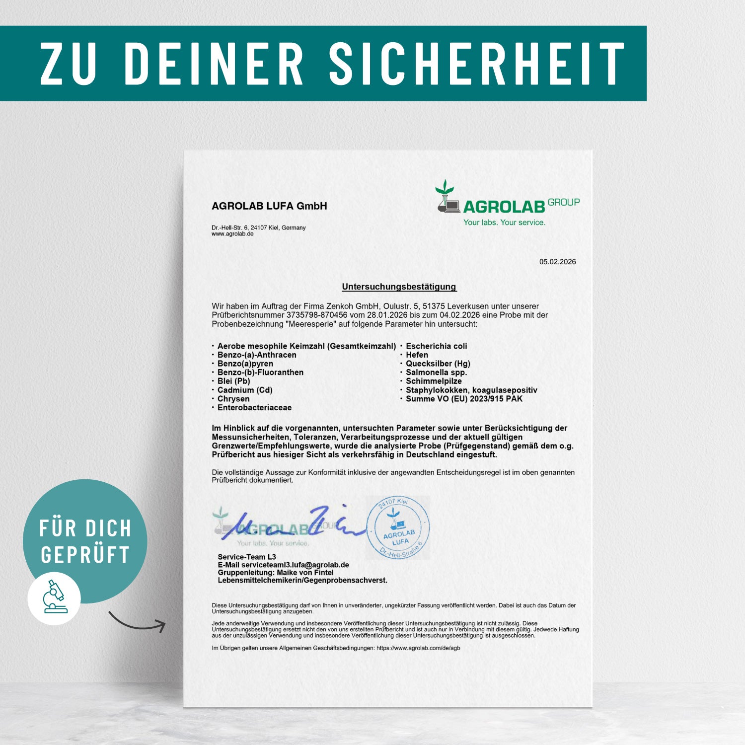 Meeresperle Creatives DE Onlineshop Laborzertifikat