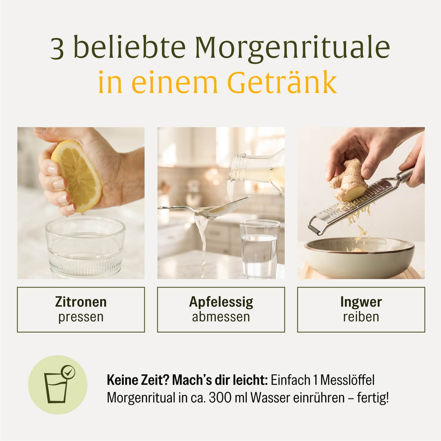 3 in 1: NATURTREU Morgenritual Stoffwechsel Pulver mit Zitrone, Apfelessig und Ingwer.