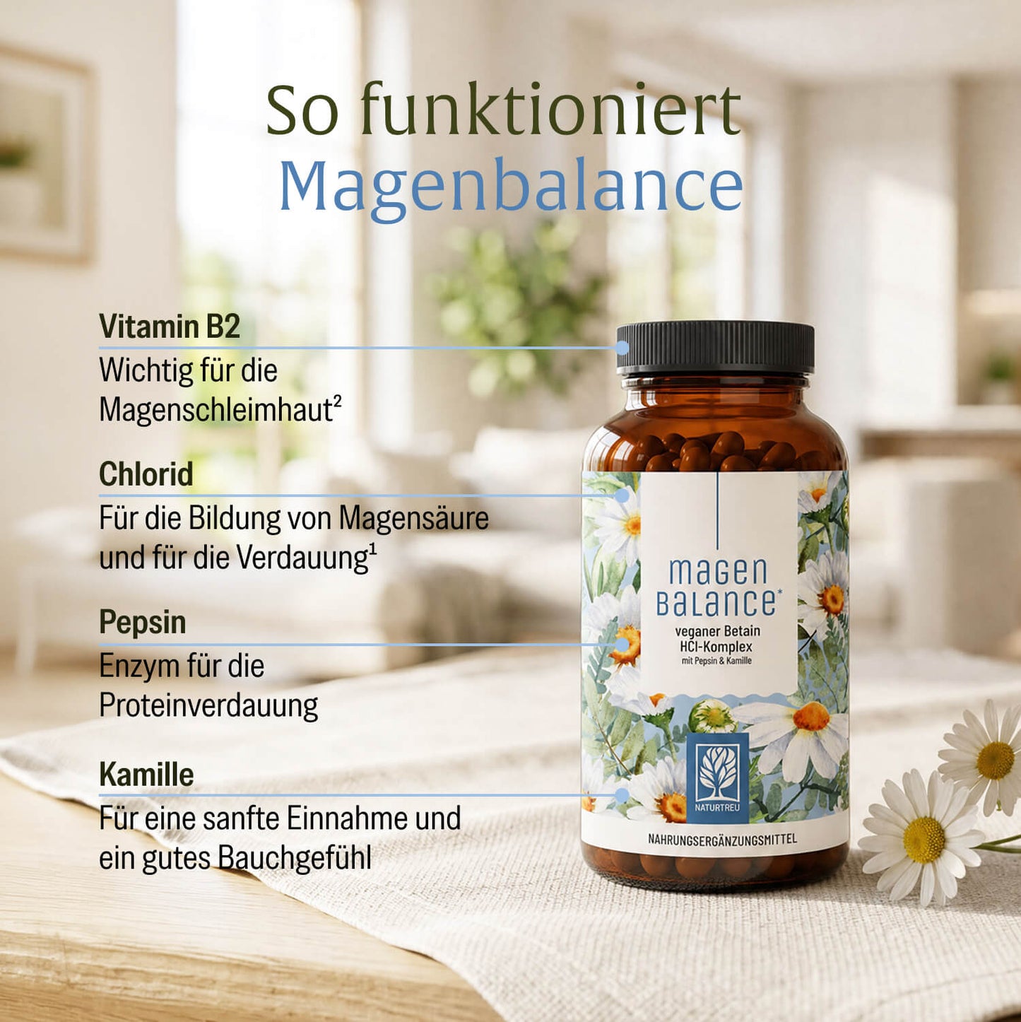 Magenbalance: Betain HCI-Komplex mit Pepsin & Kamille
