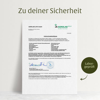 Bluetezeit Quercetin-Komplex Laborzertifikat
