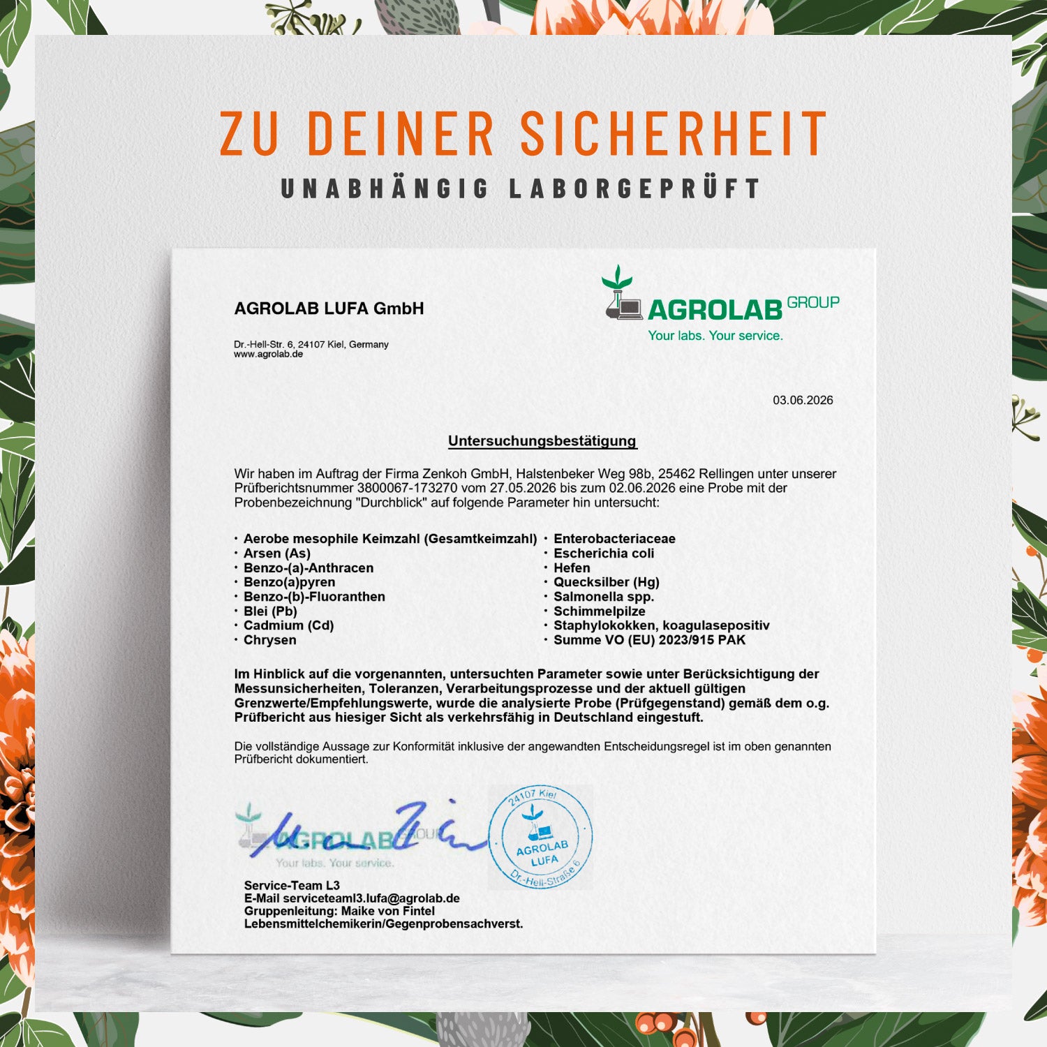 Durchblick Augenvitamine Laborzertifikat 