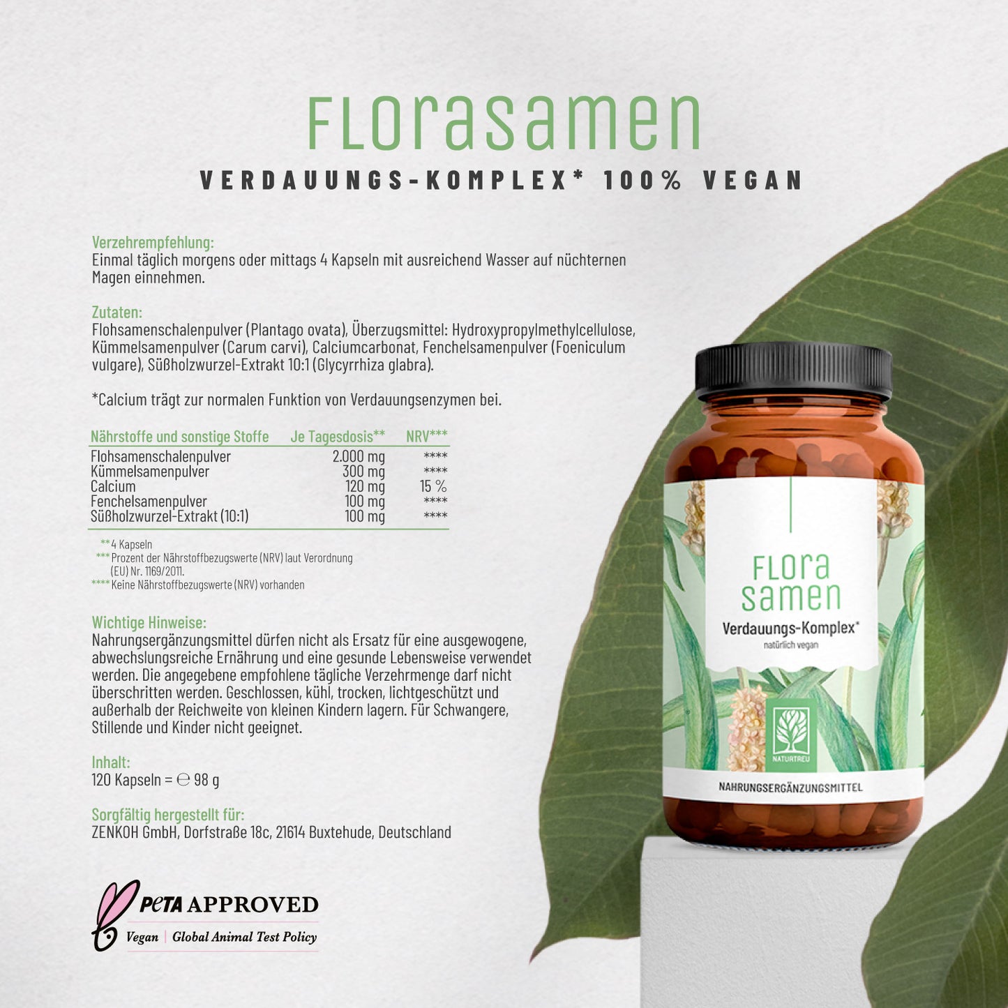 Florasamen Verdauungs Komplex Etikett 