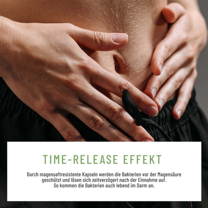 Time Release Effekt: NATURTREU Florazauber mit magensaftresistenten Kapseln für eine zeitverzögerte Auflösung.