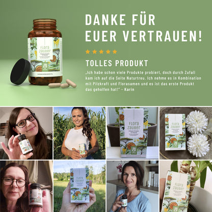 Zufriedene Kundinnen und Kunden mit NATURTREU Florazauber Kapseln.