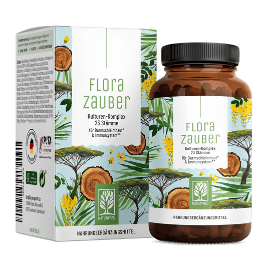 Florazauber von NATURTREU, Kulturen-Komplex mit 60 Probiotika Kapseln für 2 Monate.