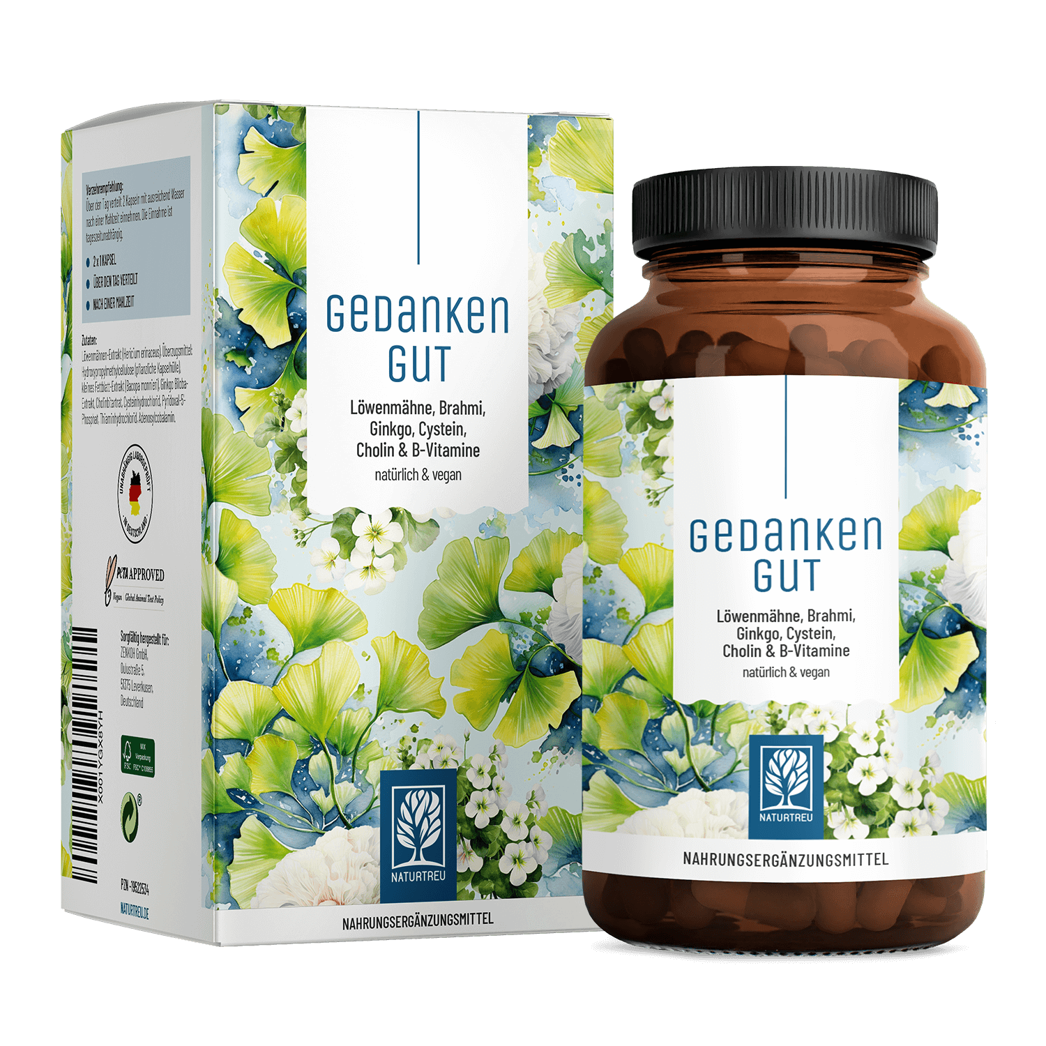 Gedankengut Loewenmaehne Brahmi Ginkgo Cystein Cholin B-Vitamine Titelbild