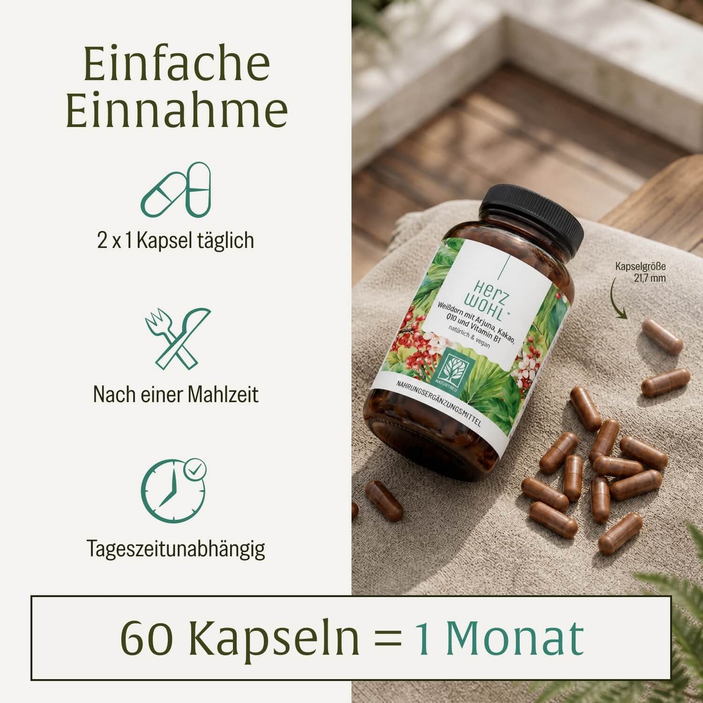 Herzwohl: Weißdorn mit Arjuna, Kakao, Q10 & Vitamin B1