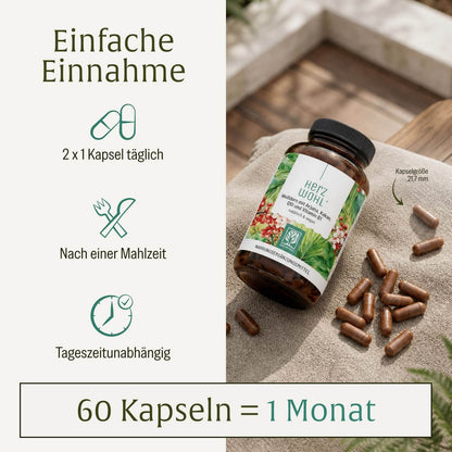 Herzwohl: Weißdorn mit Arjuna, Kakao, Q10 & Vitamin B1