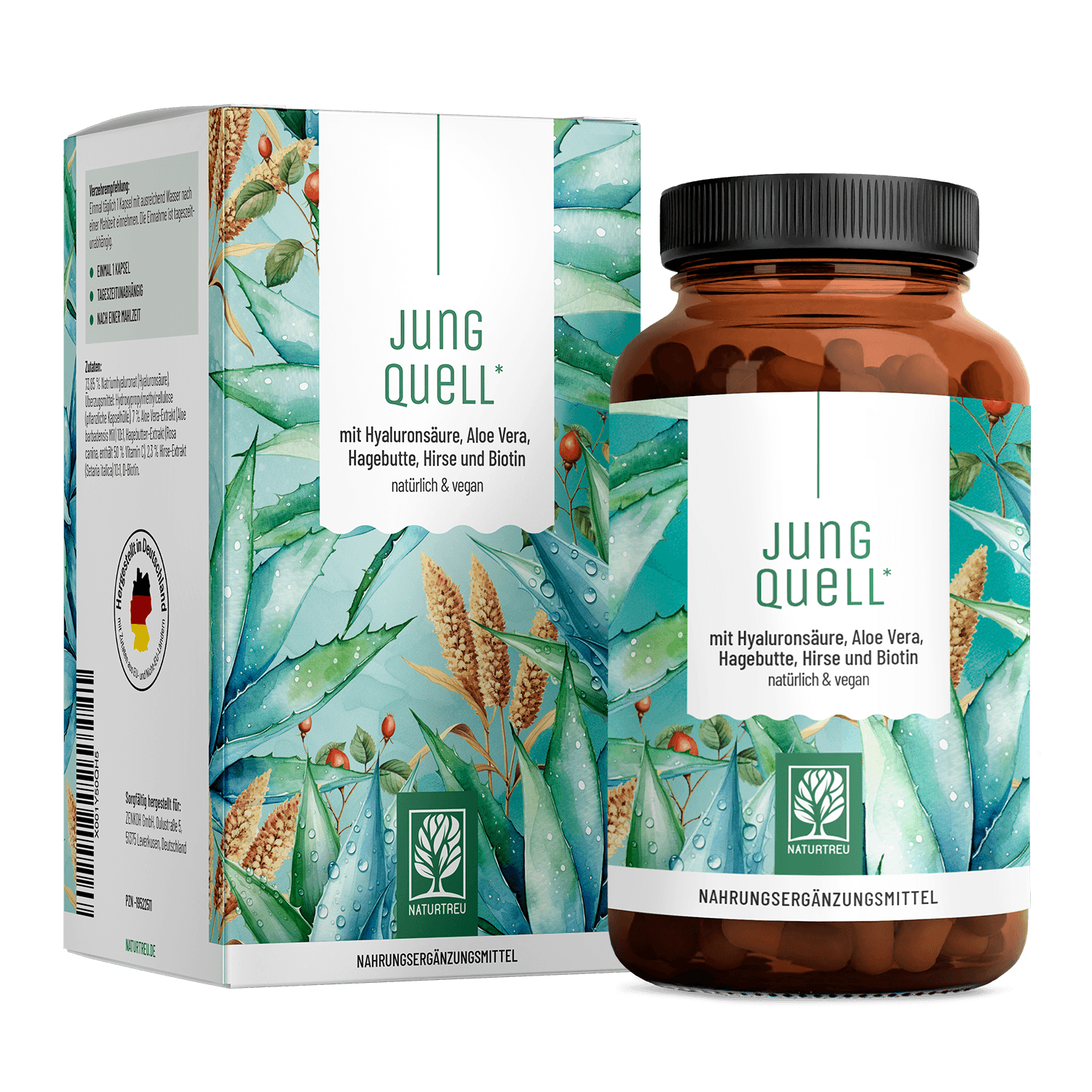 Jungquell mit-Hyaluronsaeure-Aloe-Vera-Hagebutte-Hirse-Biotin Titelbild