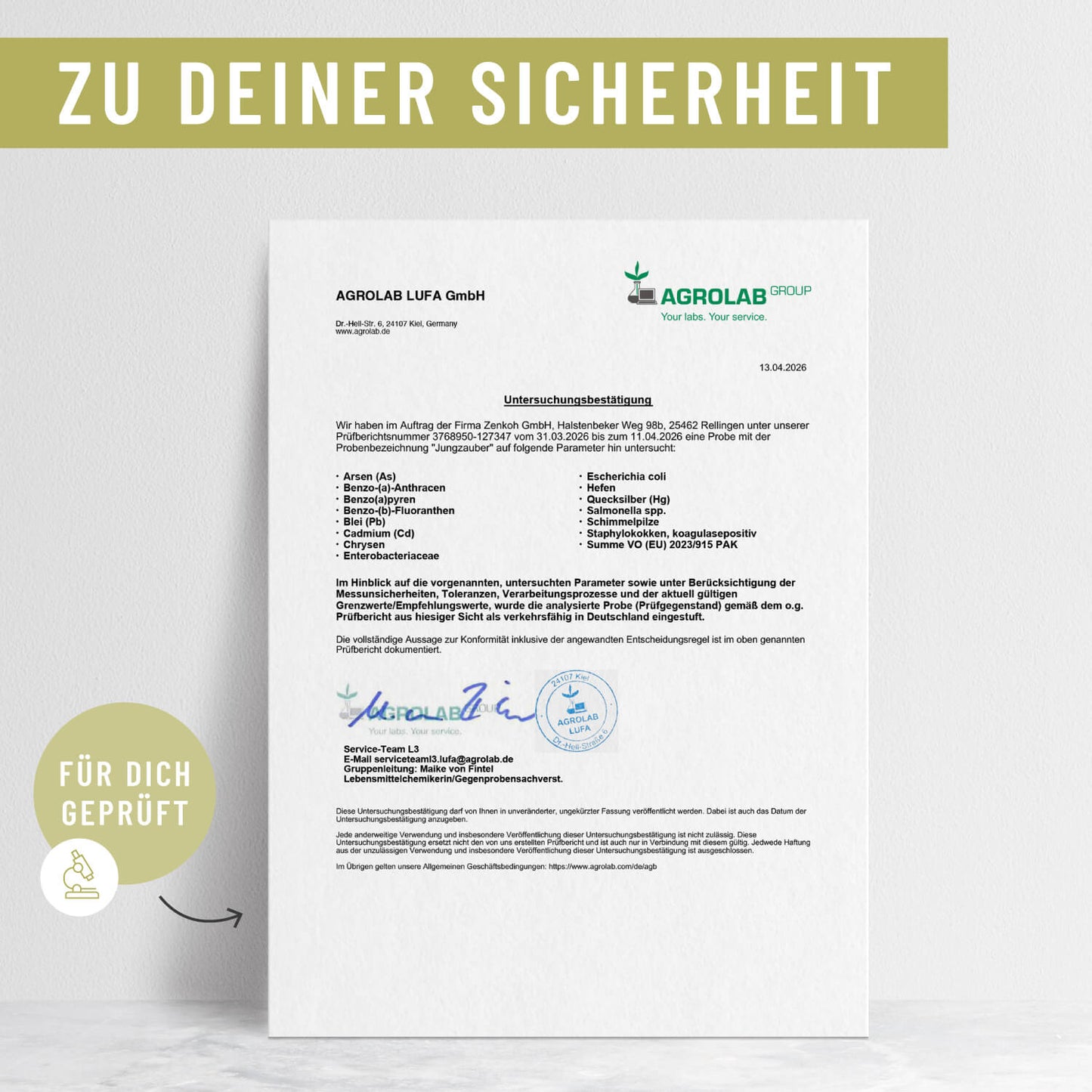 Jungzauber Spermidin-Komplex Laborzertifikat