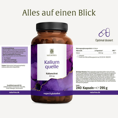Kaliumquelle: Kalium Kapseln mit 800 mg elementarem Kalium