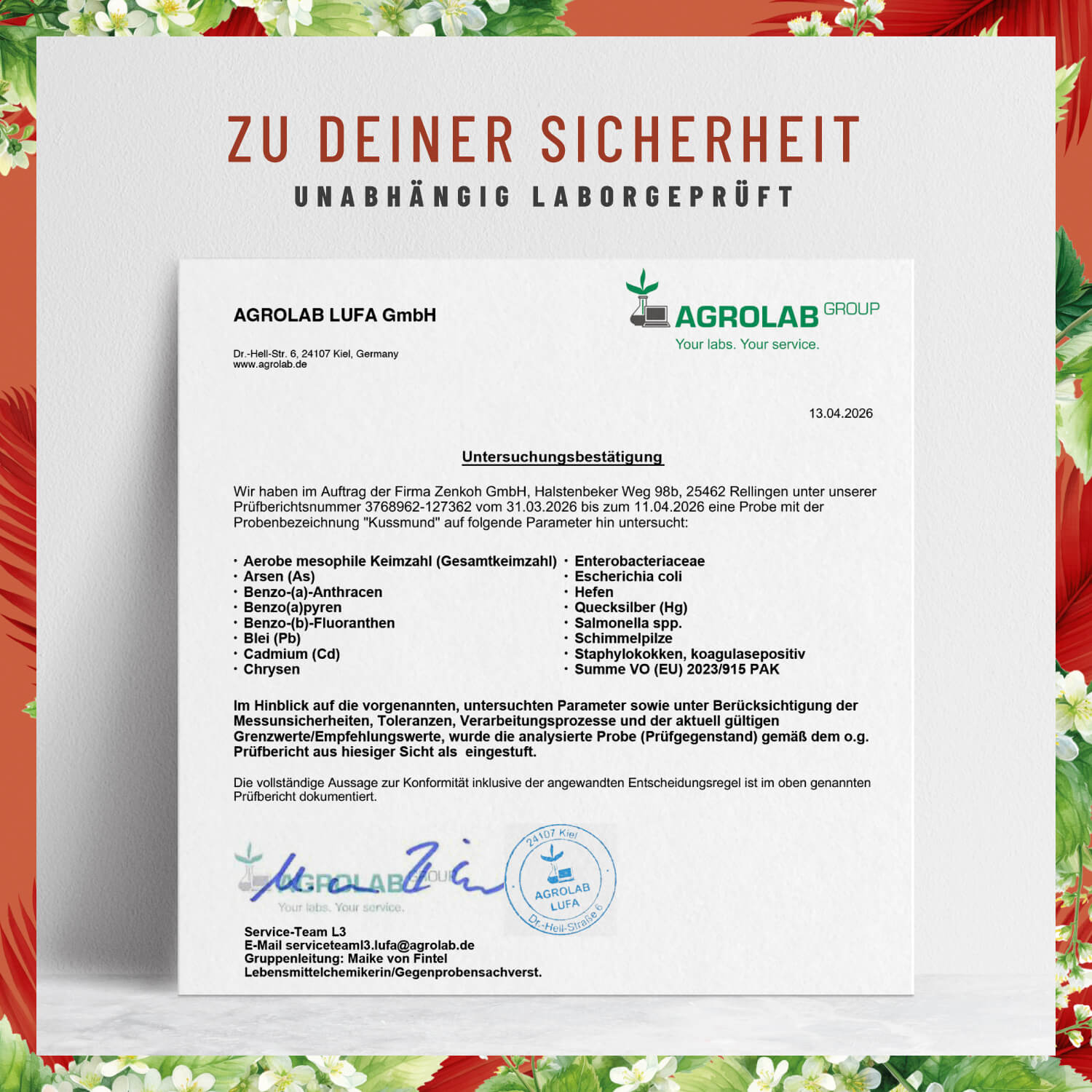 Kussmund L-Lysin Zitronenmelisse Selen Laborzertifikat