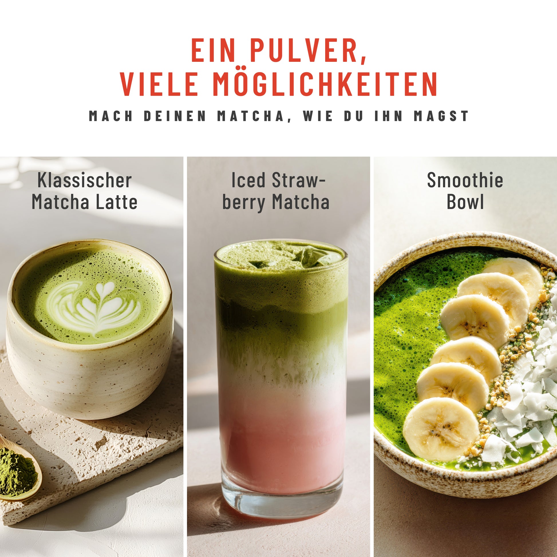 Matchaelixier Matcha Pulver Lucuma Morninga Moeglichkeiten