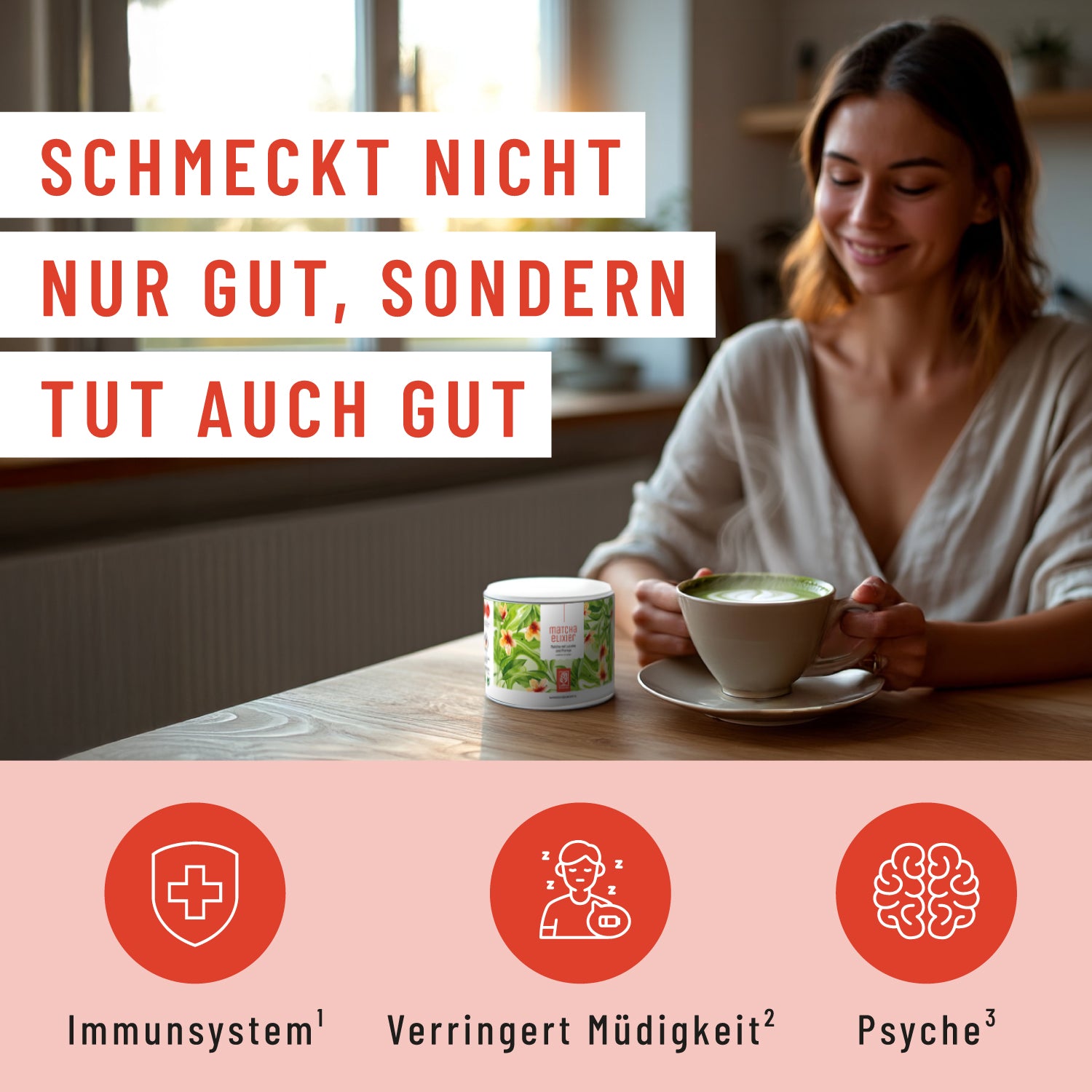 Matchaelixier Matcha Pulver Lucuma Morninga Moodbild 01