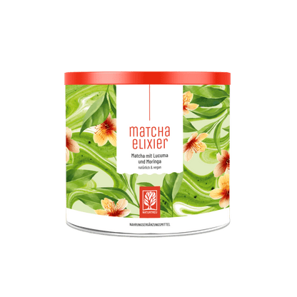 Matchaelixier Matcha Pulver mit Lucuma und Moringa Titelbild