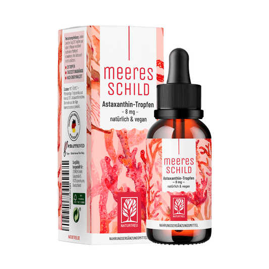 Meeresschild Astaxanthin-Tropfen Titelbild