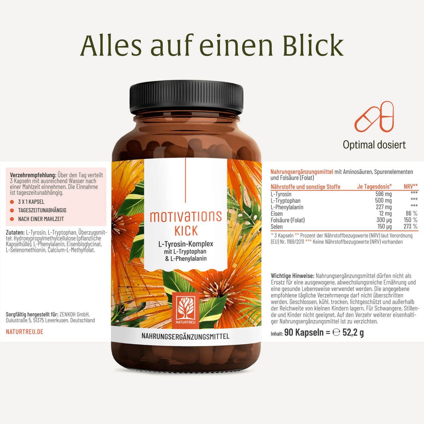 Motivationskick: L-Tyrosin-Komplex mit L-Tryptophan & L-Phenylalanin