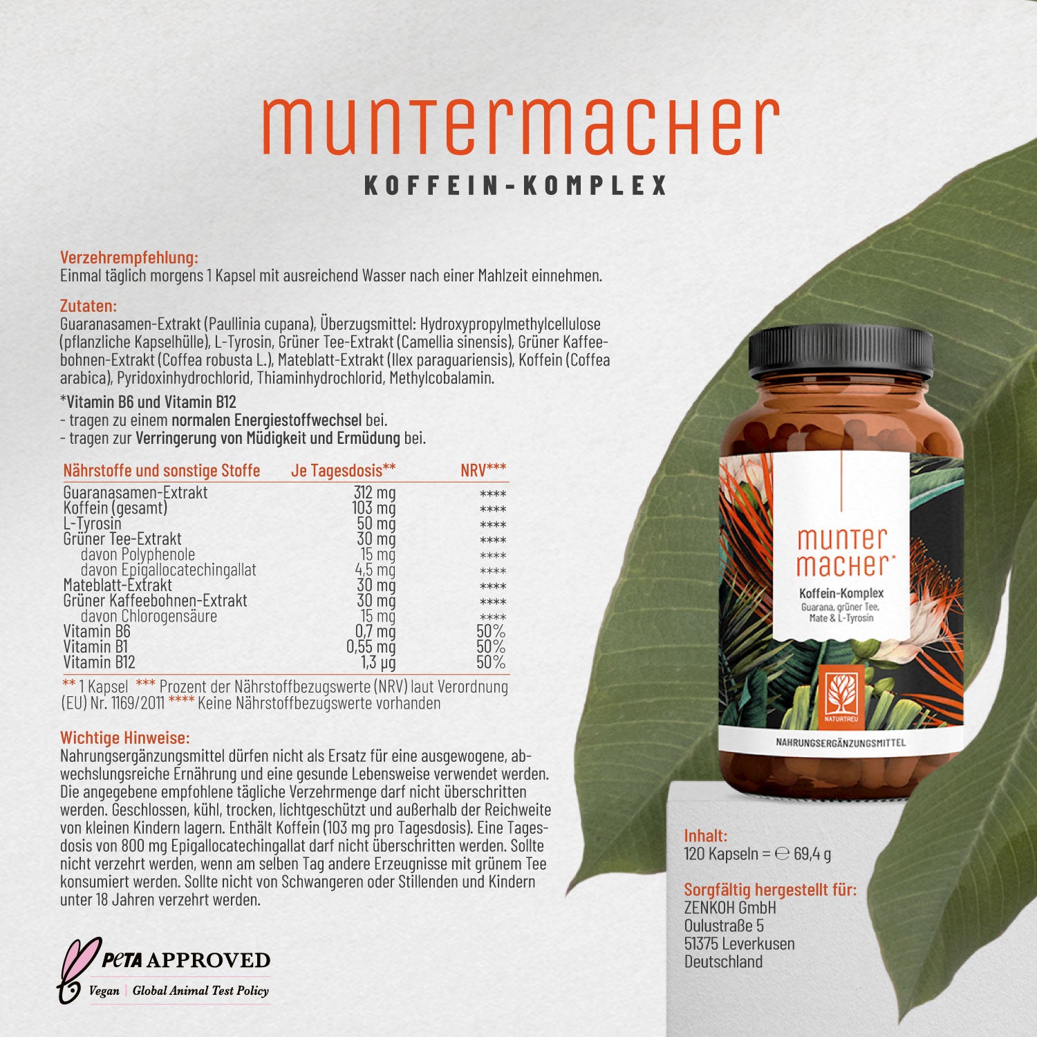 Muntermacher Koffein-Komplex Etikett 