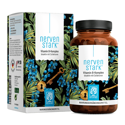 Nervenstark von NATURTREU, 120 Vitamin B Komplex Kapseln für 4 Monate.