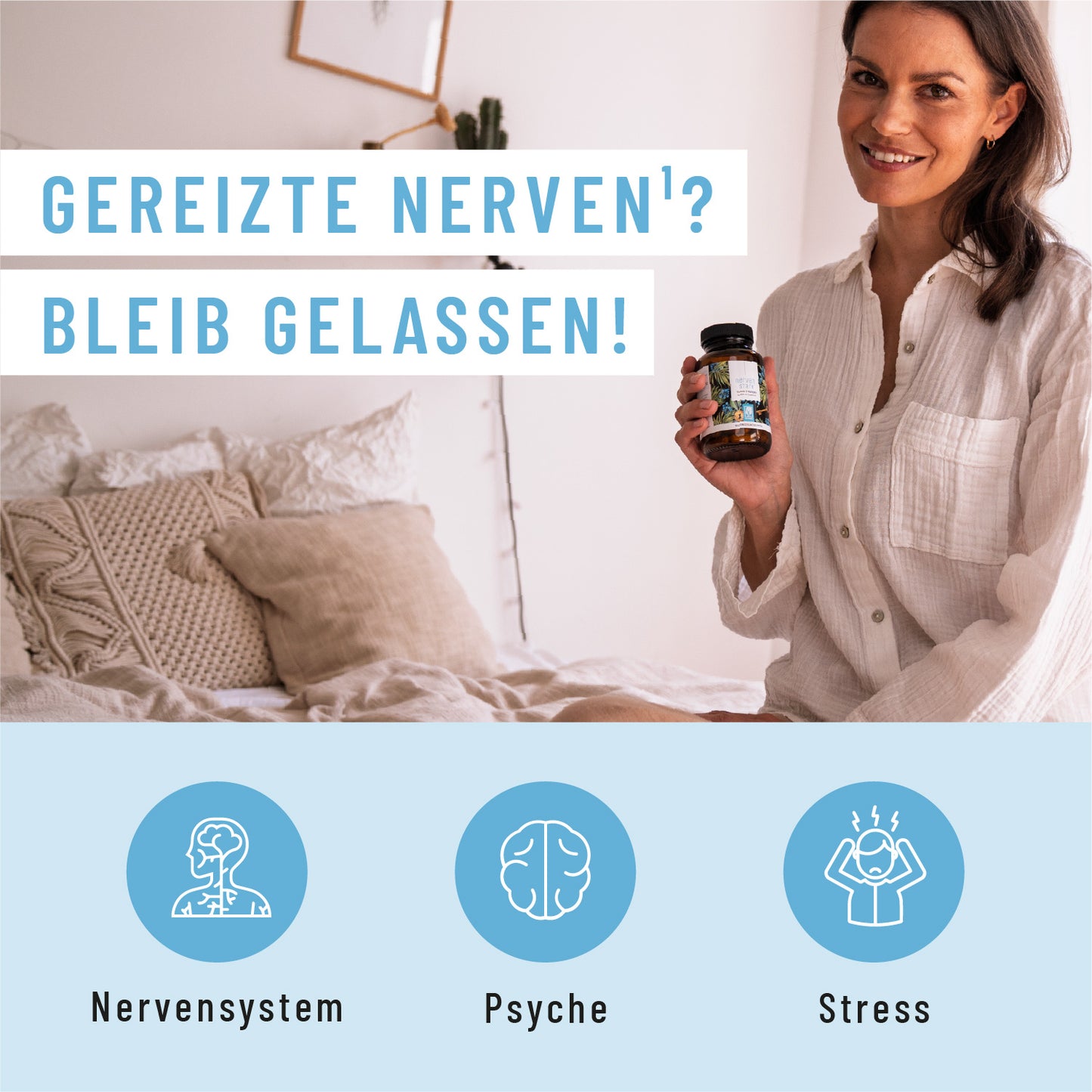 Grafik: B-Vitamine leisten einen wichtigen Beitrag für Nerven, Energie und Psyche.
