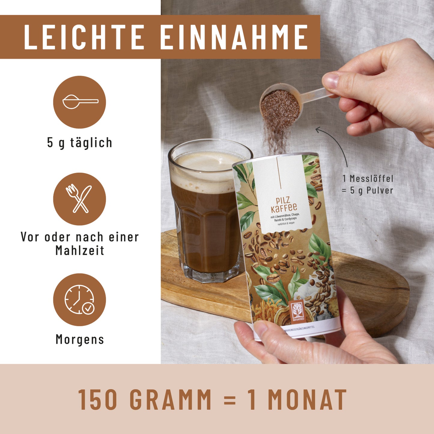 Pilzkaffee Kaffeegetraenkepulver Einnahme