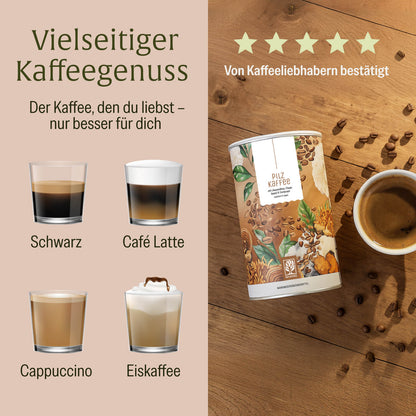 Pilzkaffee: Löwenmähne, Chaga, Reishi & Cordyceps