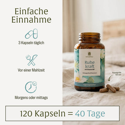 Ruhekraft: mit Vitamin B6, Ashwagandha & Rosenwurz