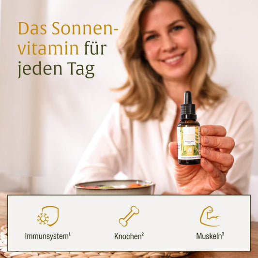 Grafik: Vitamin D leistet einen wichtigen Beitrag für Muskeln, Knochen und das Immunsystem.