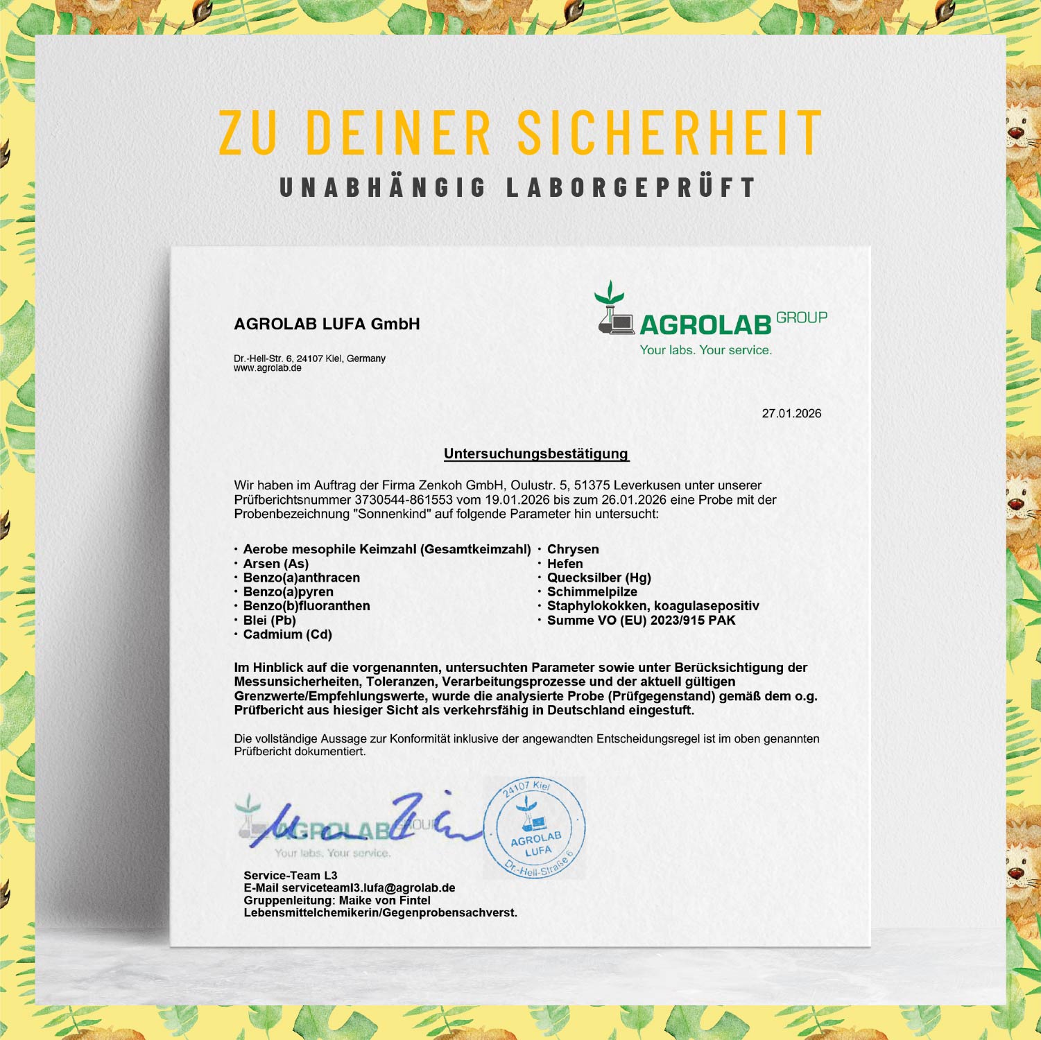 Sonnenkind Vitamin D3 K2 Laborbild 