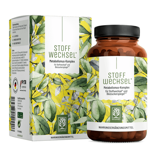 Stoffwechsel von NATURTREU, Metabolismus-Komplex für Stoffwechsel und Blutzuckerspiegel, 120 Stoffwechsel Kapseln für 30 Tage.