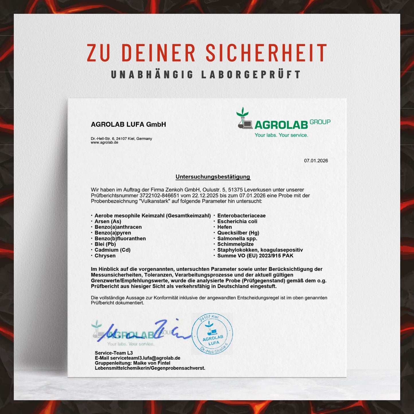 Vulkanstark MSM Laborzertifikat