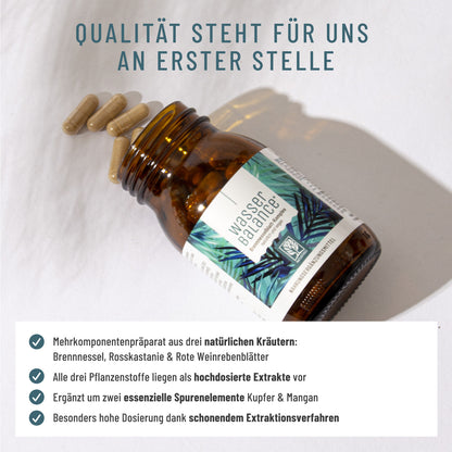 NATURTREU Wasserbalance Brennnessel Kapseln: Mehrkomponentenpräparat aus 3 natürlichen Kräuterextrakten.