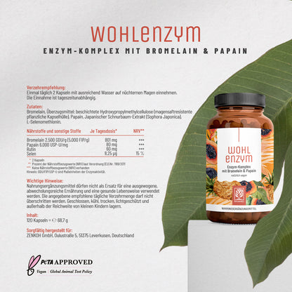 Wohlenzym Enzym-Komplex mit Bromelain Papain Etikett 02
