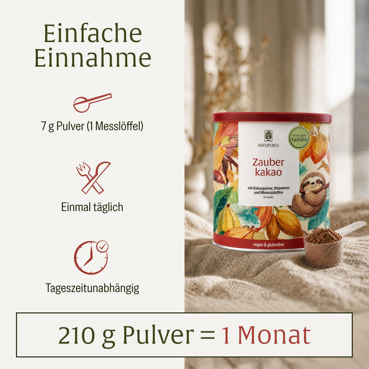 Zauberkakao: Kakaopulver für Kinder mit 20 Vitaminen & Mineralstoffen