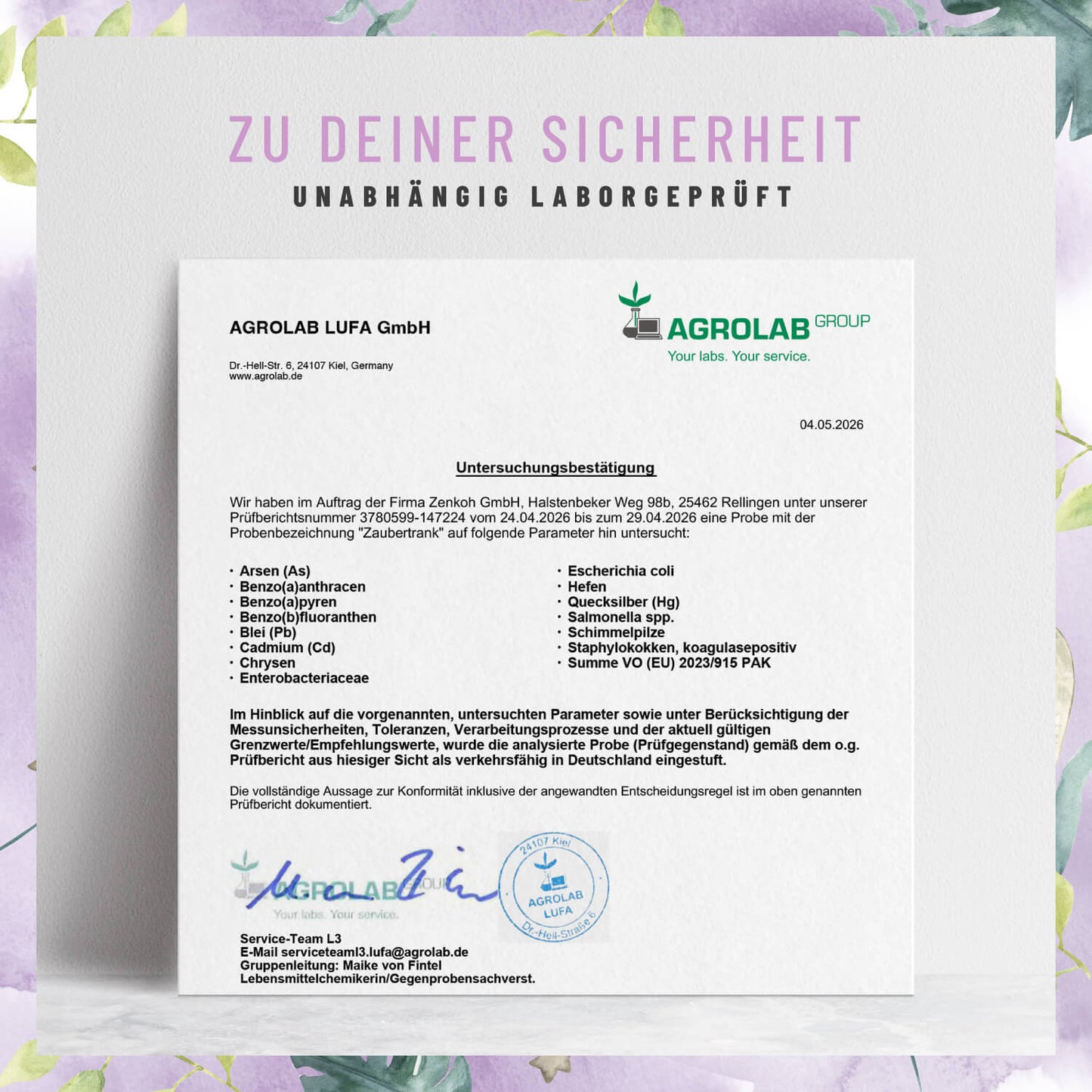 Zaubertrank Immun-Komplex Laborzertifikat